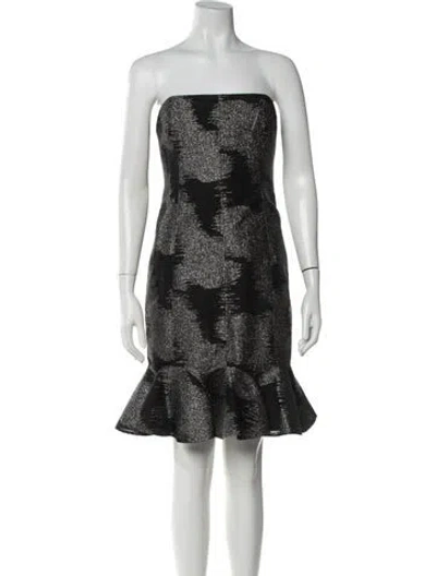 Pre-owned Halston Patterned Mini Dress In Black