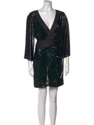 Pre-owned Halston Patterned Mini Dress W/ Tags In Black
