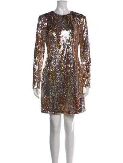 Pre-owned Halston Patterned Mini Dress W/ Tags In Neutrals