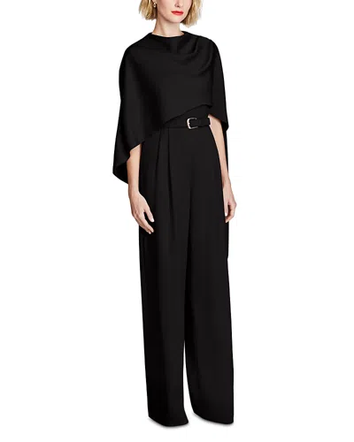 Halston Paulette Crepe Jumpsuit In Black