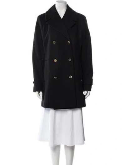 Pre-owned Halston Peacoat In Black