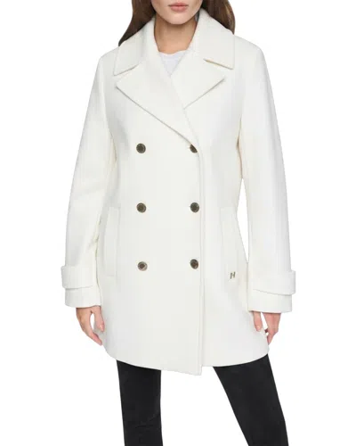 Halston Peacoat In Cream