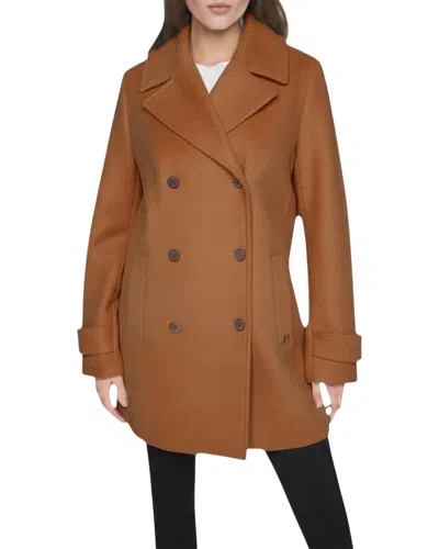 Halston Peacoat In Burgundy
