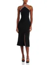 Halston Piper Crystal-trim Crepe Midi Halter Dress In Black
