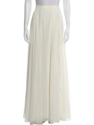 Pre-owned Halston Pleated Accents Long Skirt In Neutral