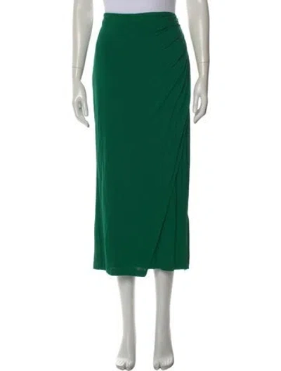 Pre-owned Halston Pleated Accents Midi Length Skirt In Green