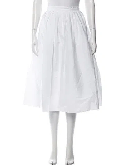 Pre-owned Halston Pleated Accents Midi Length Skirt In White