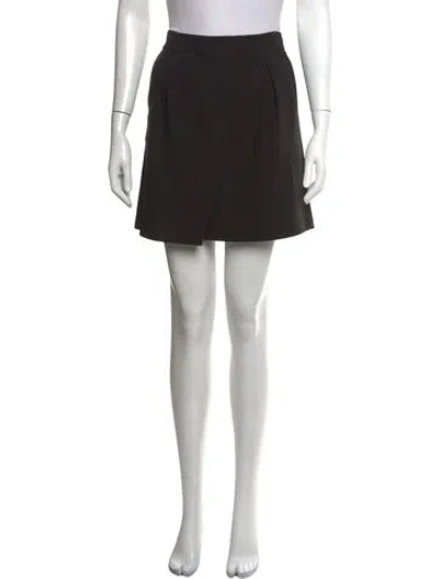 Pre-owned Halston Pleated Accents Mini Skirt In Black