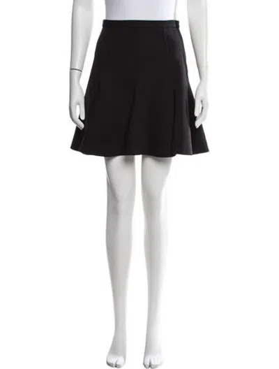 Pre-owned Halston Pleated Accents Mini Skirt In Black