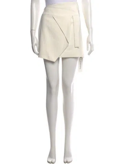 Pre-owned Halston Pleated Accents Mini Skirt In Neutral