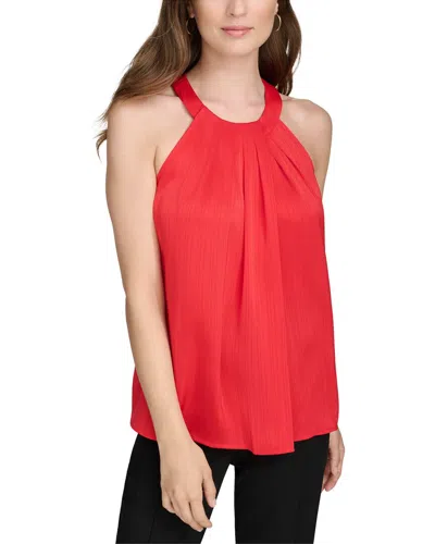 Halston Pleated Halter Top In Pink