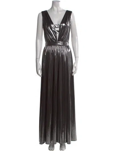 Pre-owned Halston Plunge Neckline Long Dress
