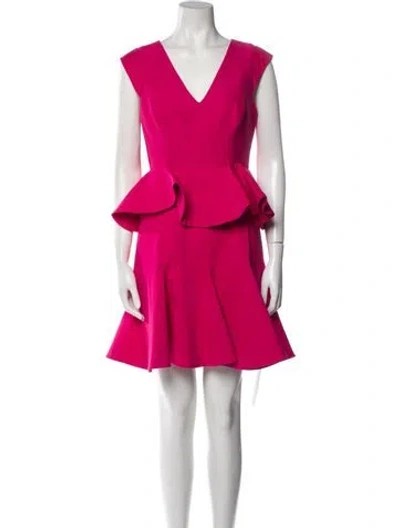 Pre-owned Halston Plunge Neckline Mini Dress In Pink