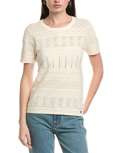 Halston Pointelle Sweater In White