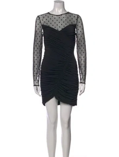 Pre-owned Halston Polka Dot Print Mini Dress W/ Tags In Black