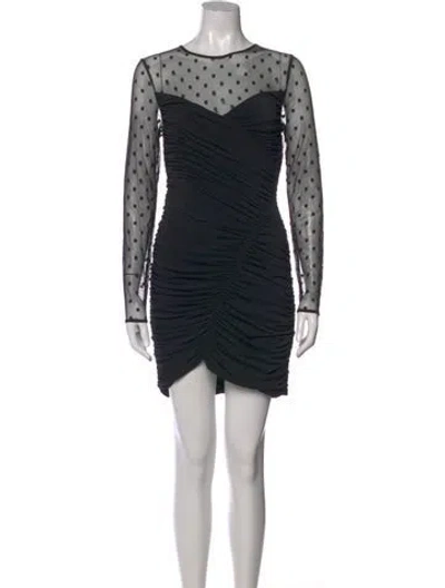 Pre-owned Halston Polka Dot Print Mini Dress W/ Tags In Black