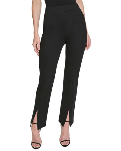 Halston Ponte Slit Front Pull On Pant In Black