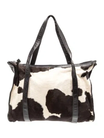 Pre-owned Halston Ponyhair Top Handle Bag Vintage In Brown