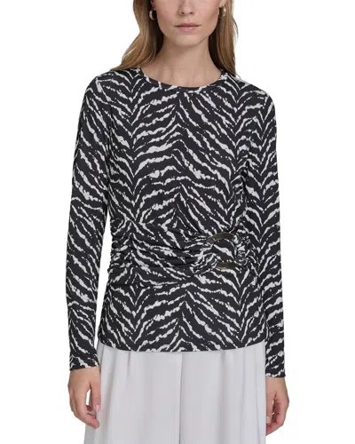 Halston Printed Blouse In Black