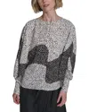 Halston Printed Dolman Blouse In Grey