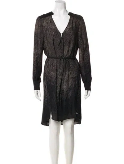 Pre-owned Halston Printed Knee-length Dress In Black