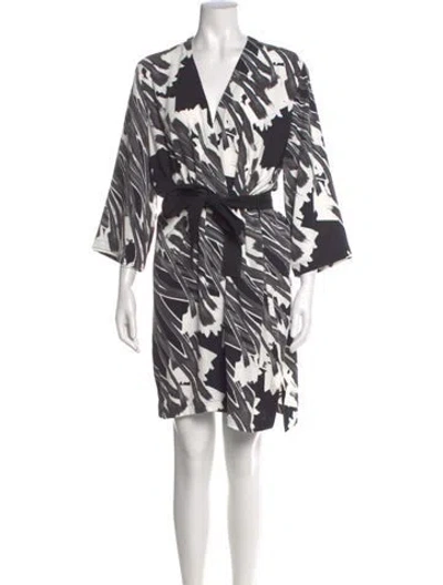 Pre-owned Halston Printed Knee-length Dress In Black