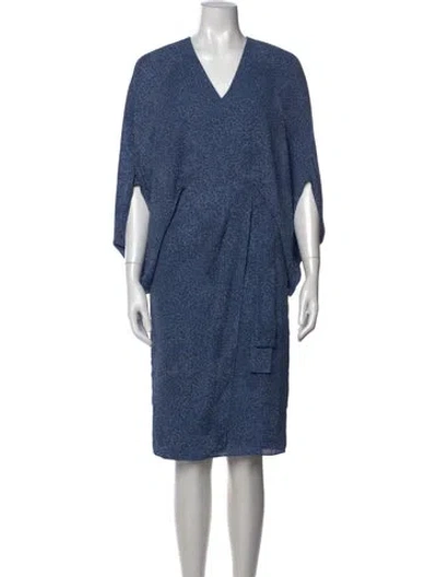 Pre-owned Halston Printed Knee-length Dress In Blue