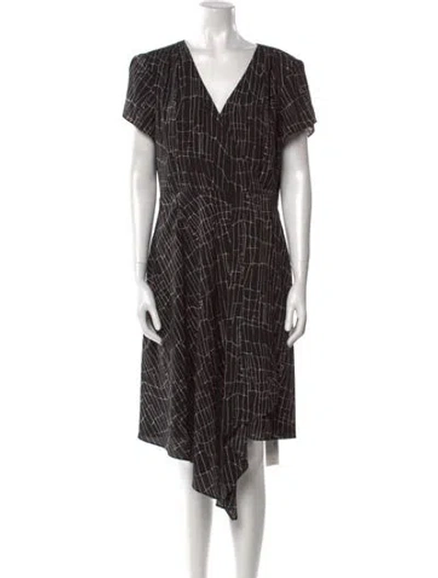 Pre-owned Halston Printed Long Dress In Black