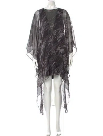 Pre-owned Halston Printed Long Dress In Black