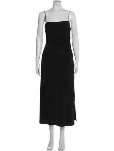 Pre-owned Halston Printed Long Dress In Black