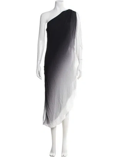 Pre-owned Halston Printed Long Dress In Multi