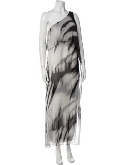 Pre-owned Halston Printed Long Dress In Multi