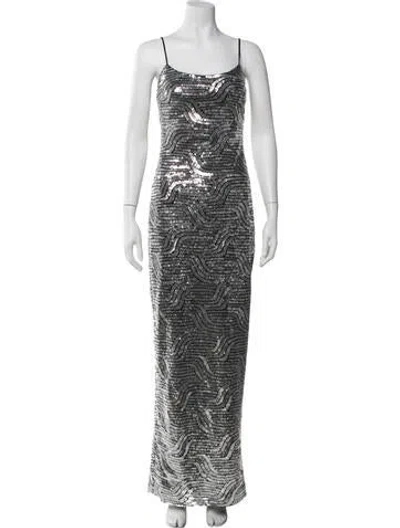 Pre-owned Halston Printed Long Dress In Multicolor