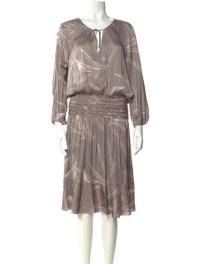 Pre-owned Halston Printed Midi Length Dress In Neutral
