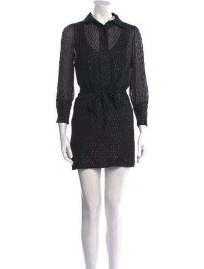 Pre-owned Halston Printed Mini Dress In Black
