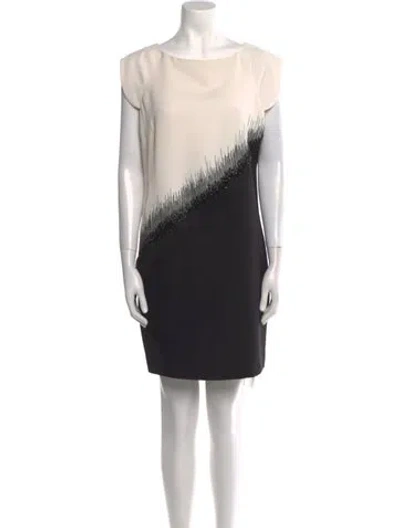 Pre-owned Halston Printed Mini Dress In Black