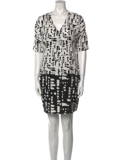 Pre-owned Halston Printed Mini Dress In Black