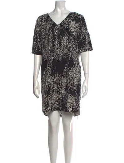 Pre-owned Halston Printed Mini Dress In Black