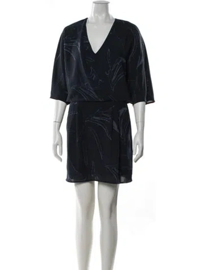 Pre-owned Halston Printed Mini Dress In Blue