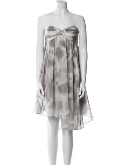 Pre-owned Halston Printed Mini Dress In Gray