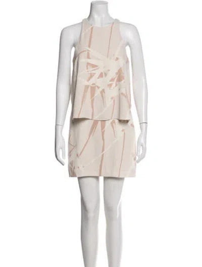 Pre-owned Halston Printed Mini Dress In Neutral