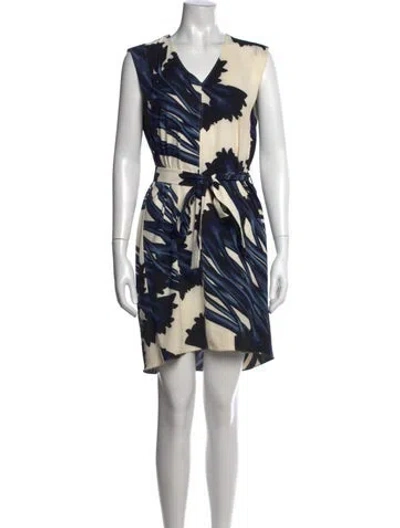 Pre-owned Halston Printed Mini Dress In Neutrals