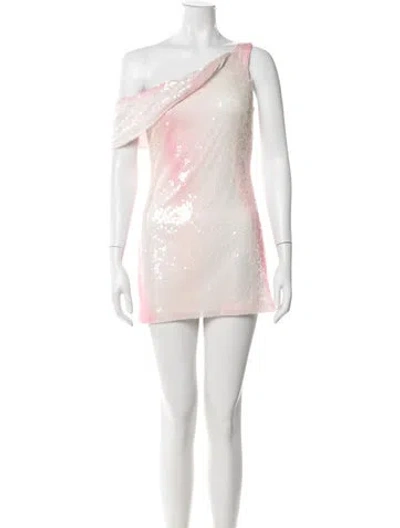 Pre-owned Halston Printed Mini Dress In Pink