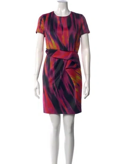 Pre-owned Halston Printed Mini Dress In Pink