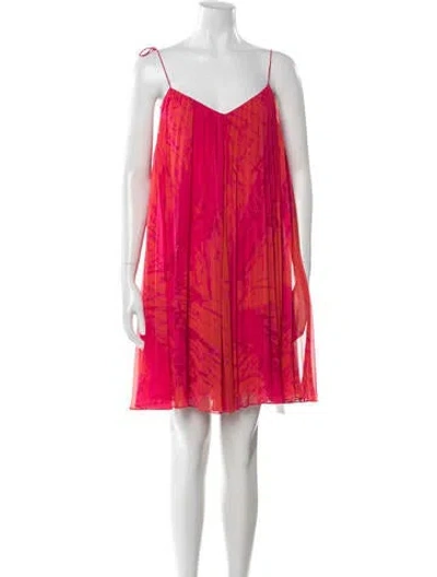 Pre-owned Halston Printed Mini Dress In Red