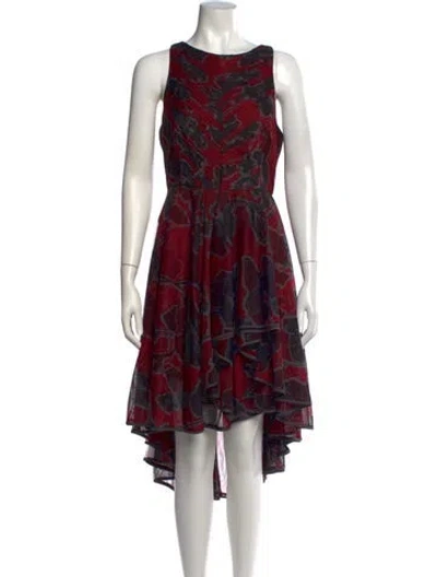 Pre-owned Halston Printed Mini Dress In Red