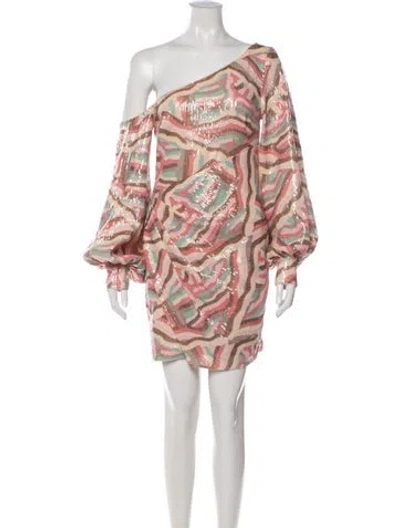 Pre-owned Halston Printed Mini Dress W/ Tags In Pink