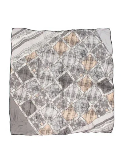 Pre-owned Halston Printed Scarf In Grey