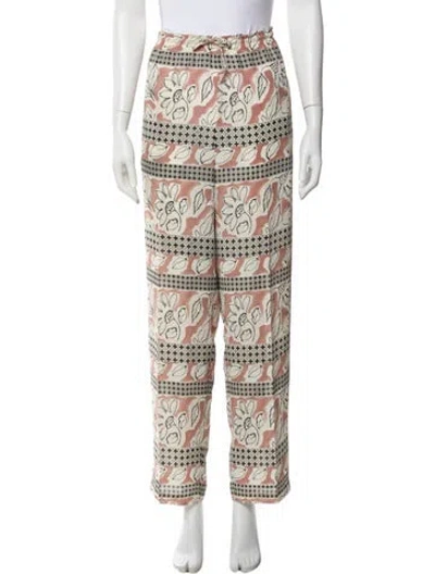 Pre-owned Halston Printed Straight Leg Pants In Multi