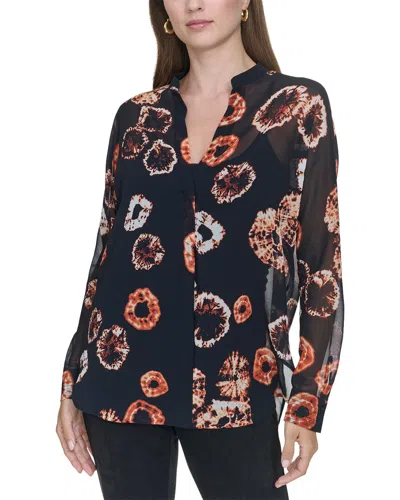 Halston Printed V-neck Top In Multi